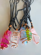 Load image into Gallery viewer, Dyed Clear Quartz Copper wrapped Necklaces

