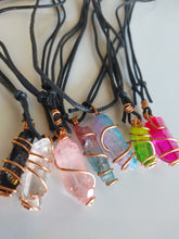 Load image into Gallery viewer, Dyed Clear Quartz Copper wrapped Necklaces
